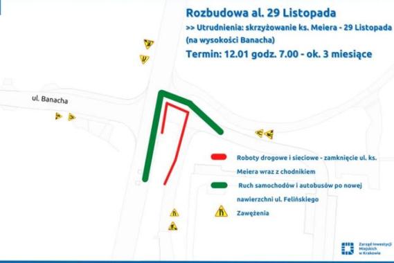 Uwaga kierowcy -  kolejny etap remontu al. 29 Listopada